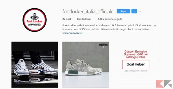 codice promozionale adidas instagram