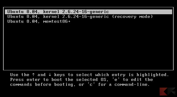 GRUB screenshot