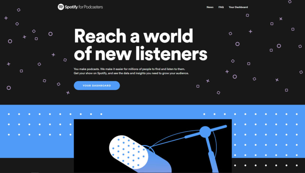 Screen della homepage di Spotify for podcasters